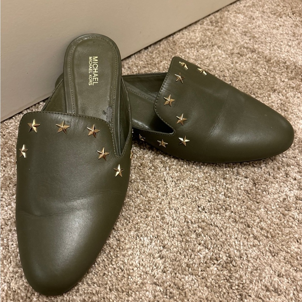 MICHAEL Michael Kors Olive Green Star Mules
